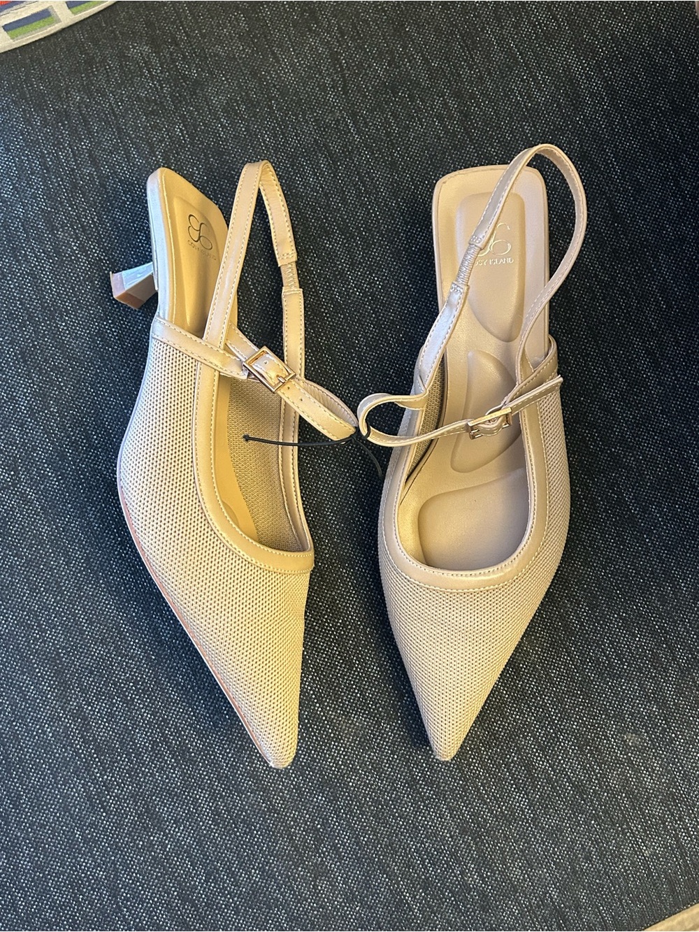Cosy Island Pointed Slingback kitty Heels in Tan - Women Shoes